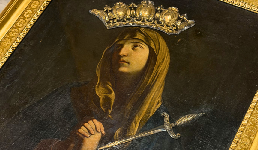 Immagine miracolosa della Madonna Addolorata venerata a Roma durante la solenne traslazione dalla Chiesa della Natività di Piazza Pasquino al Santuario di San Salvatore in Lauro